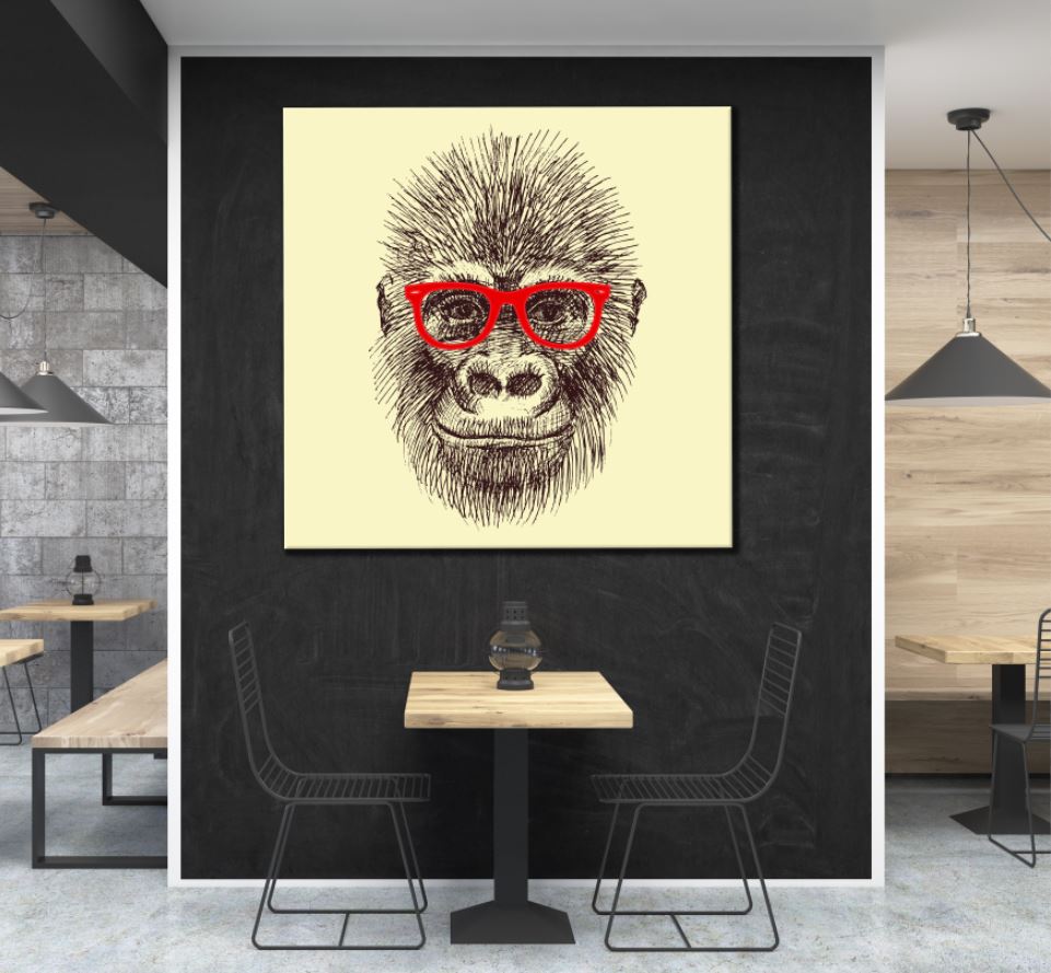 Square Canvas Gorilla Face with Sunglasses Painting High Quality Print 100% Australian Made