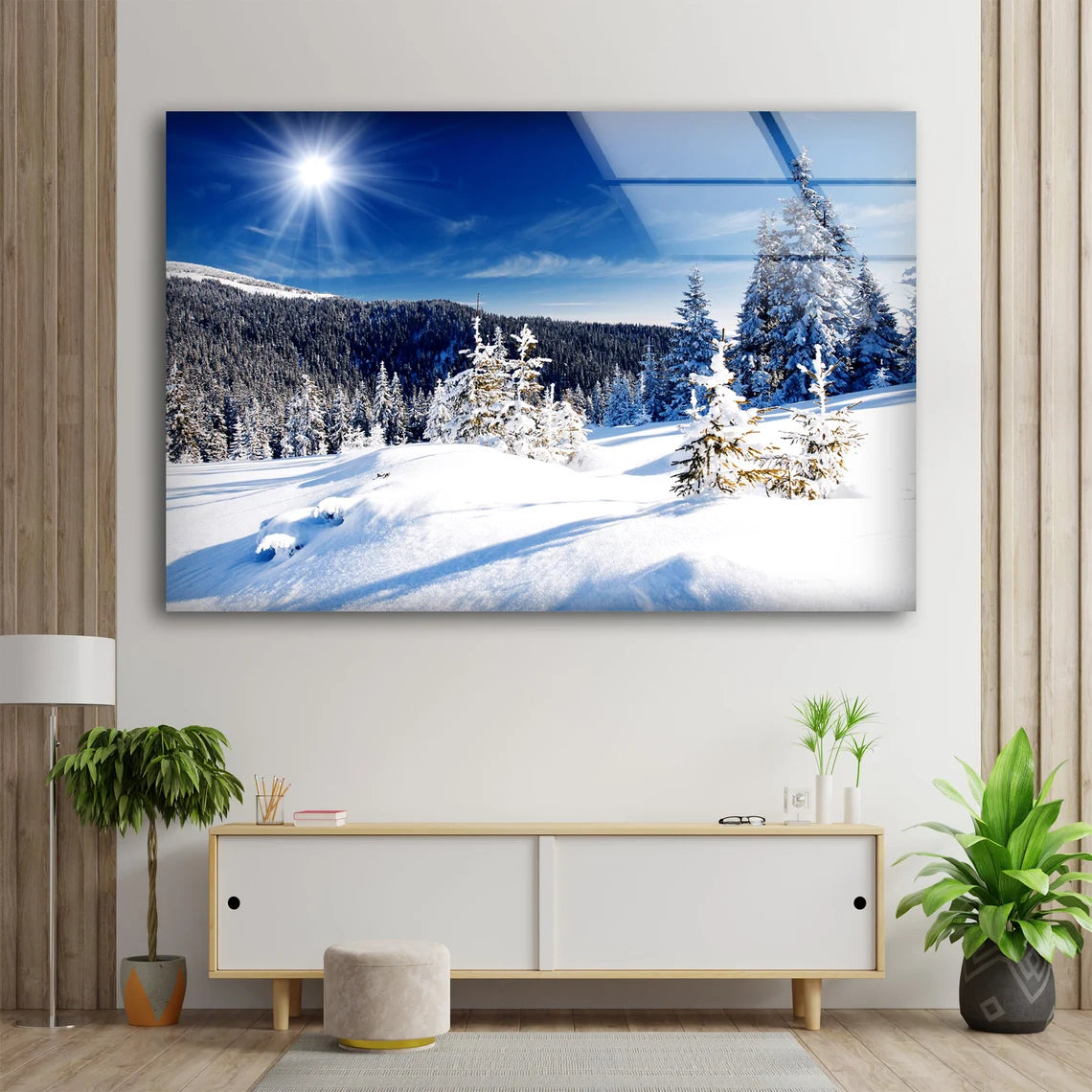 Snow Covered Forest Photograph Acrylic Glass Print Tempered Glass Wall Art 100% Made in Australia Ready to Hang