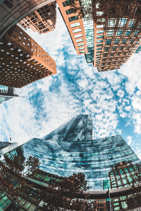 High Skyscrapers Blue Sky View Photograph Print 100% Australian Made