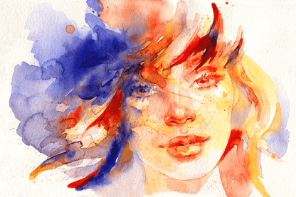 Redhead Girl Abstract Watercolor Painting Print 100% Australian Made