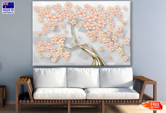 Gold Flower Tree 3D Design Print 100% Australian Made