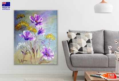 Purple Flowers Floral Painting Print 100% Australian Made