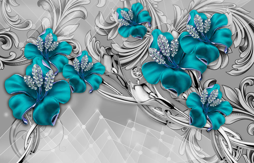 Blue 3D Fractal Floral Design Print 100% Australian Made
