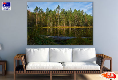 Trees on a Lake Edge Reflected Photograph Print 100% Australian Made