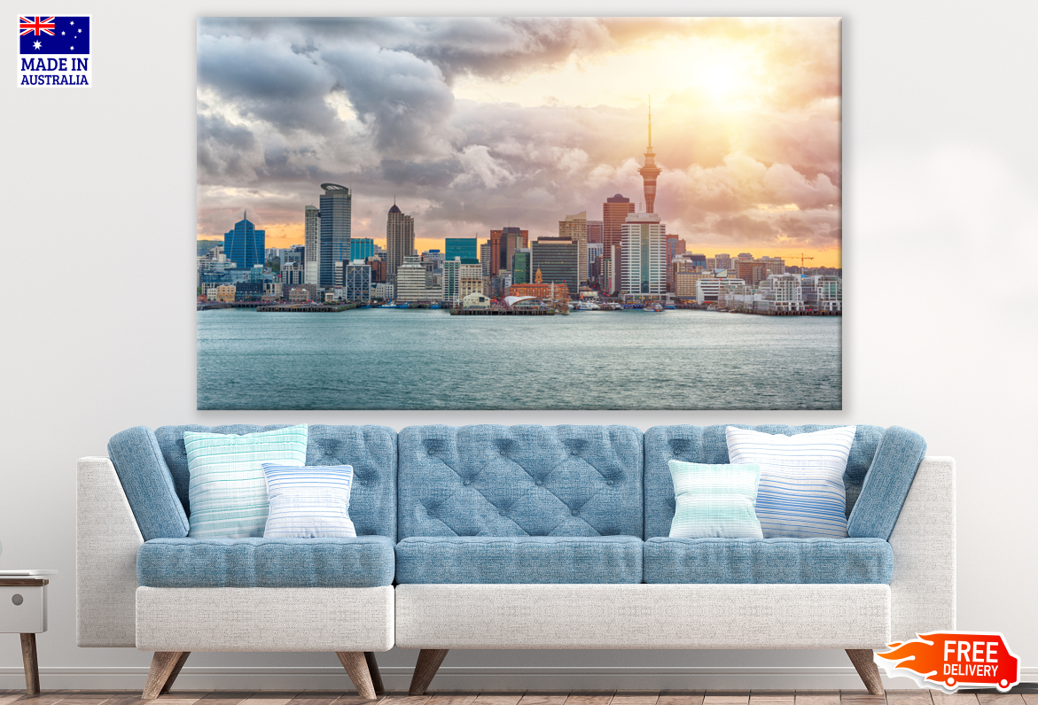 Auckland City View from Beach Print 100% Australian Made