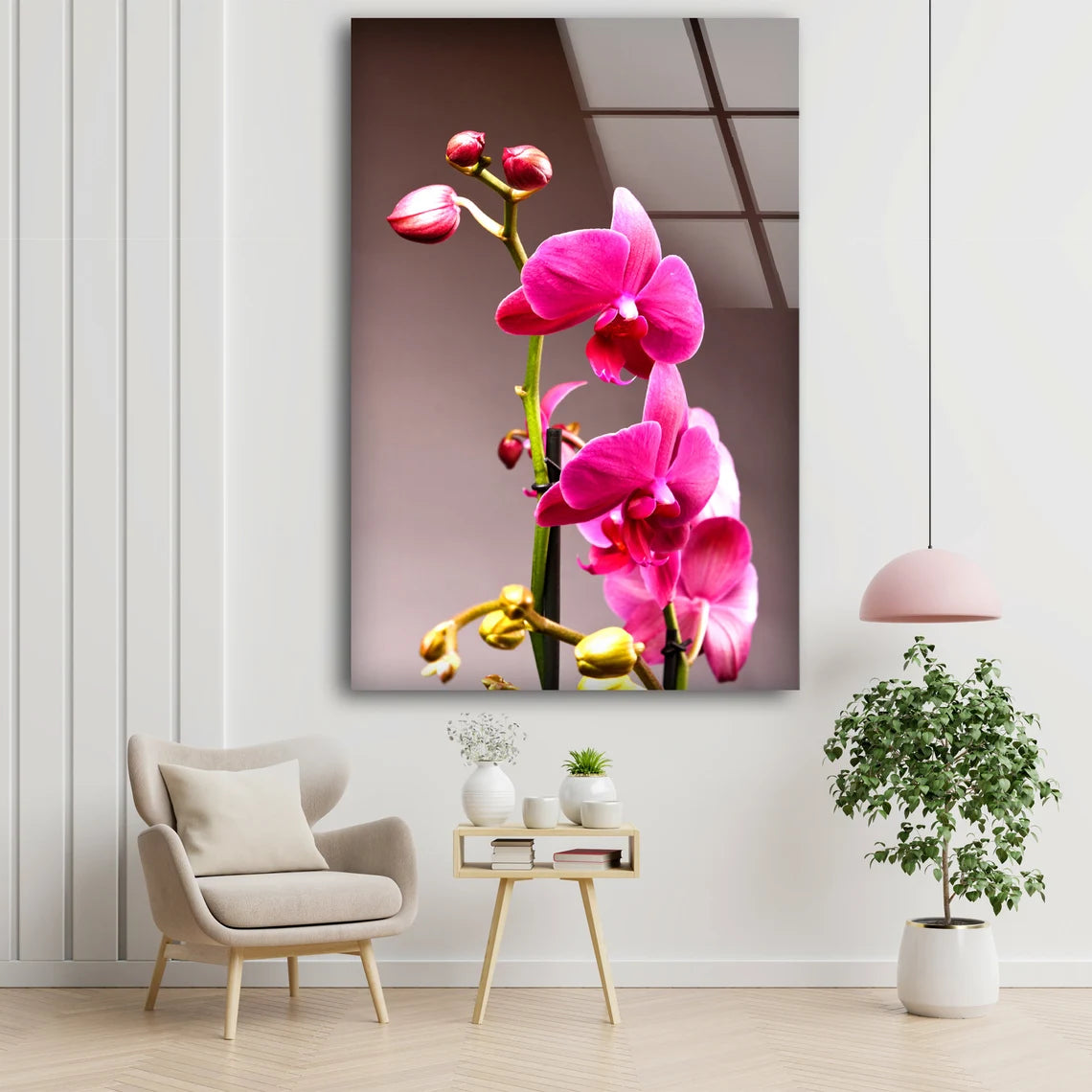 Pink Orchid Flowers Photograph Acrylic Glass Print Tempered Glass Wall Art 100% Made in Australia Ready to Hang