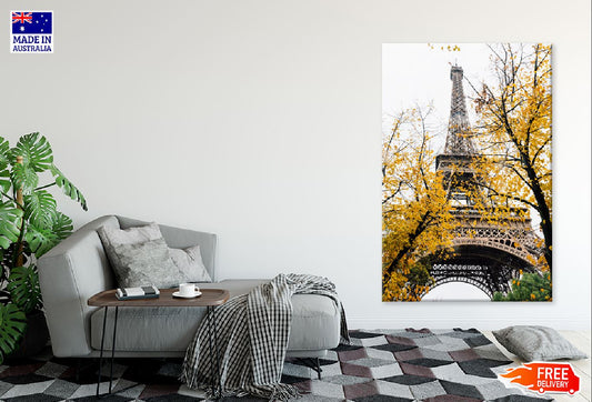 Yellow Trees Near Eiffel Tower Photograph Print 100% Australian Made