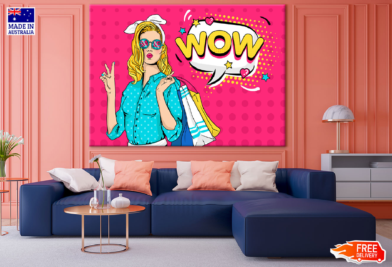 Wow Quote & Fashion Girl Vector Print 100% Australian Made