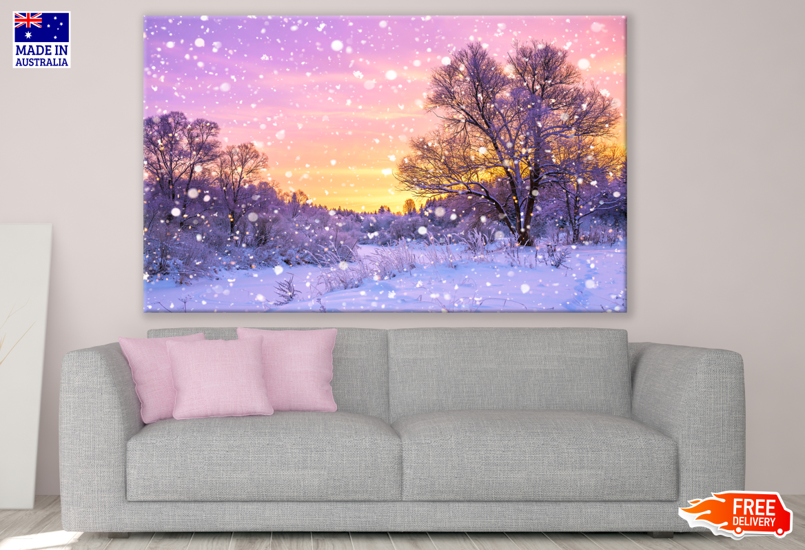 Snowy Environment Sunset Photograph Print 100% Australian Made