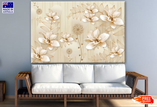 Gold Floral 3D Design Print 100% Australian Made