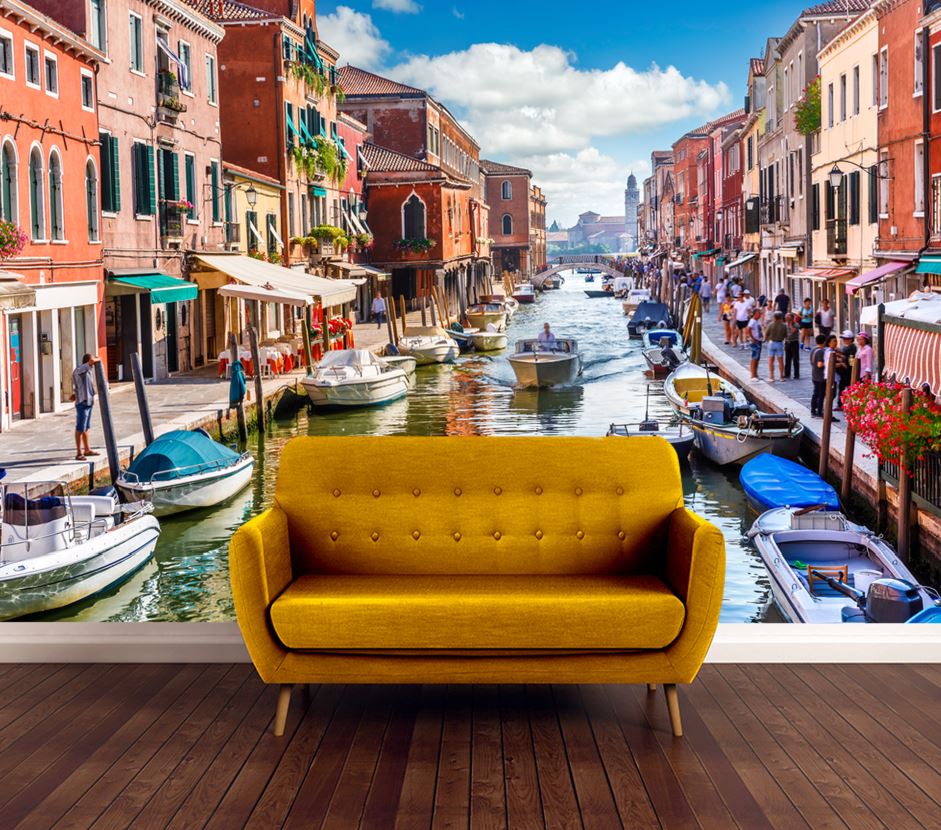 Wallpaper Murals Peel and Stick Removable Canal in City High Quality