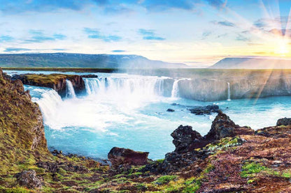 Bella Home Waterfall in Iceland & River View Print Canvas Ready to hang