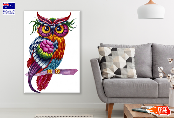 Colourful Owl Painting Print 100% Australian Made