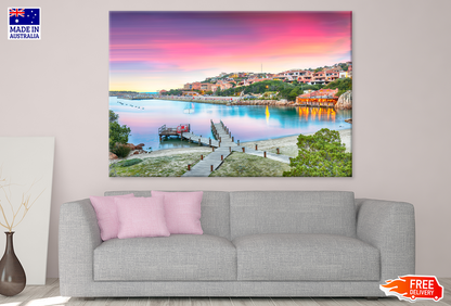 City & Sea Cloudy Sky View Print 100% Australian Made