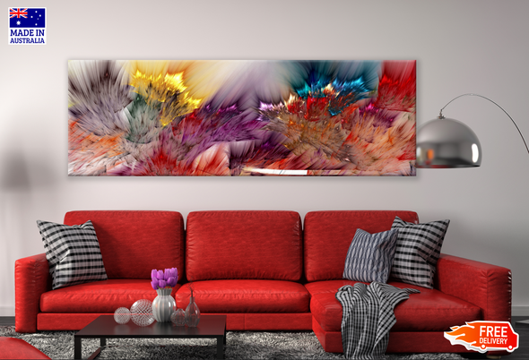 Panoramic Canvas Colourful Floral Abstract Design High Quality 100% Australian made wall Canvas Print ready to hang