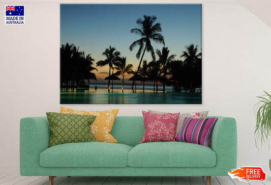 Palm Trees & Infinity Pool Near Sea Photograph Print 100% Australian Made