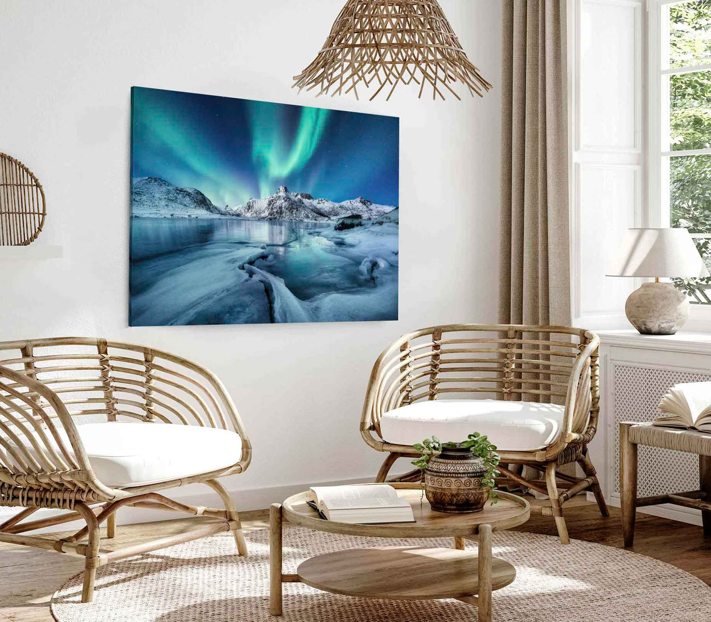 Bella Home Aurora Winter Landscape in Night Print Canvas Ready to hang