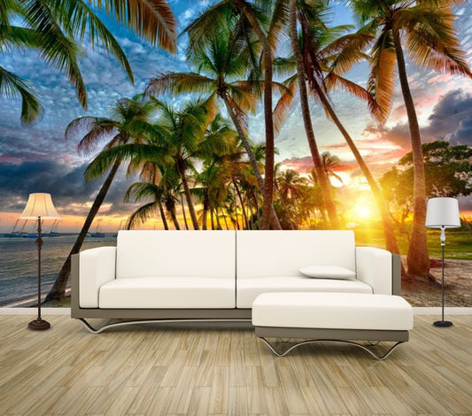 Wallpaper Murals Peel and Stick Removable Palm Trees Near Beach Photograph High Quality