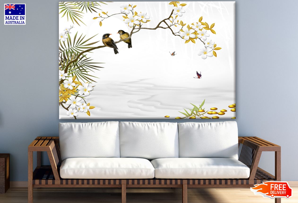 Flower Tree & Birds Painting Print 100% Australian Made