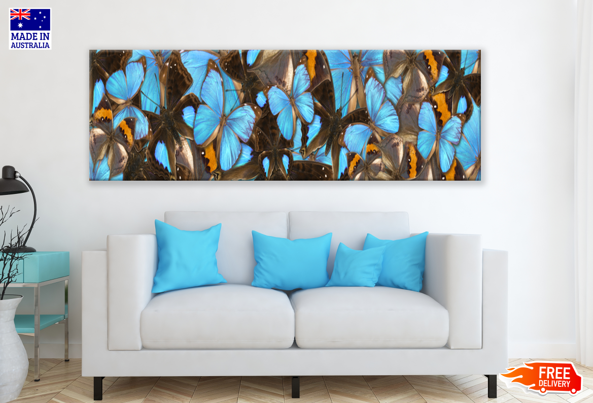 Panoramic Canvas Butterfly Pattern Design High Quality 100% Australian made wall Canvas Print ready to hang