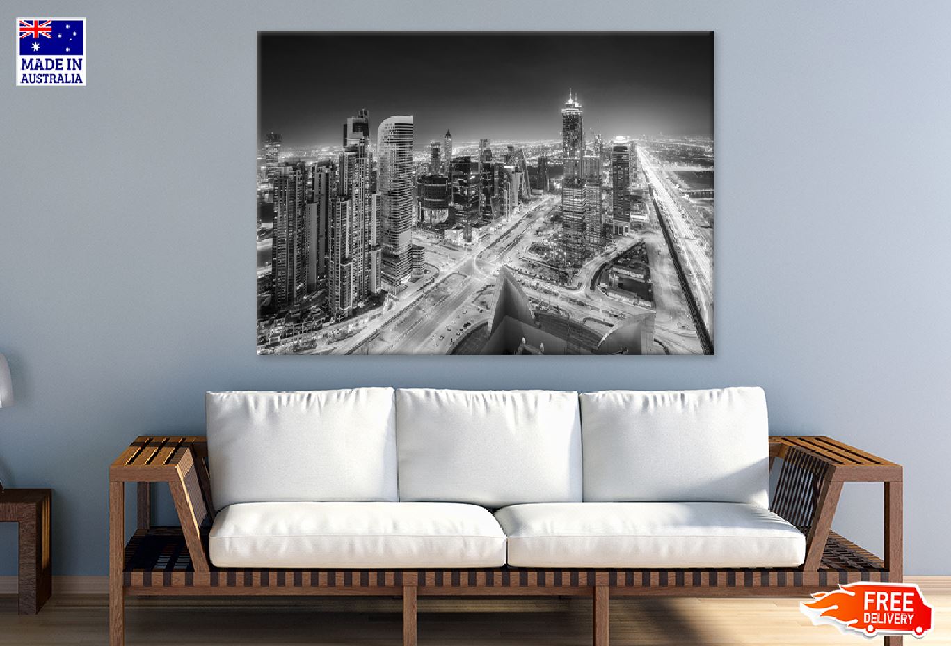 Skyscrapers of Dubai B&W View Photograph Print 100% Australian Made