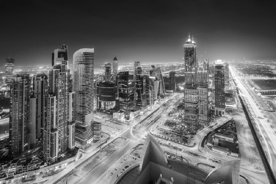 Skyscrapers of Dubai B&W View Photograph Print 100% Australian Made