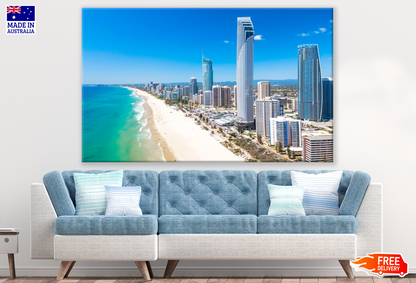 Stunning Beach & City Buildings View Photograph Print 100% Australian Made