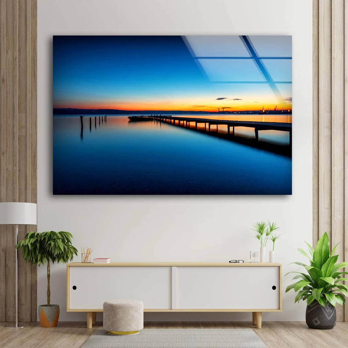 Wooden Pier at Sunset Photograph Acrylic Glass Print Tempered Glass Wall Art 100% Made in Australia Ready to Hang