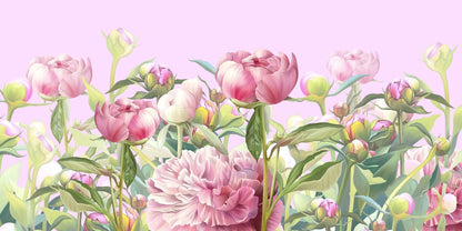 Wallpaper Murals Peel and Stick Removable Pink Peonies Watercolor Painting Design High Quality