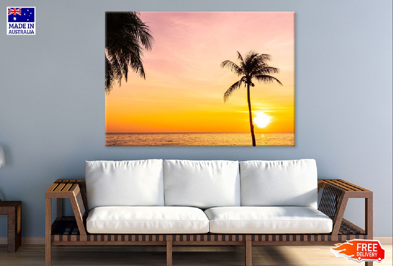 Coconut Palm Trees Sunset Scenery Photograph Print 100% Australian Made