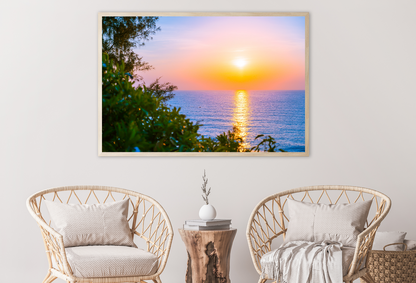 Trees & Sea Sunset Scenery View Home Decor Premium Quality Poster Print Choose Your Sizes