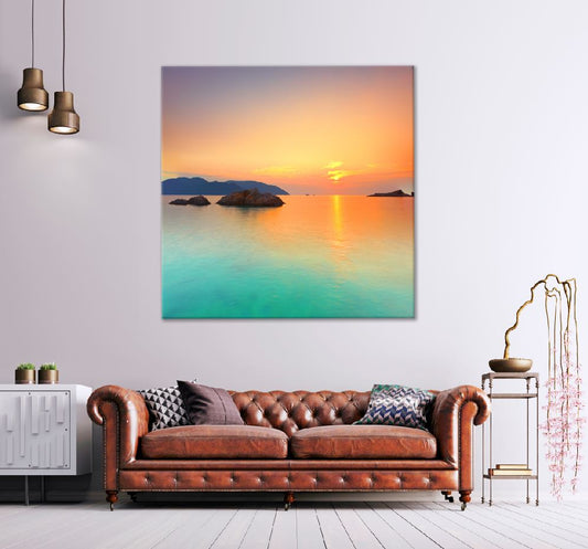 Square Canvas Sunrise over the Sea Con Dao High Quality Print 100% Australian Made