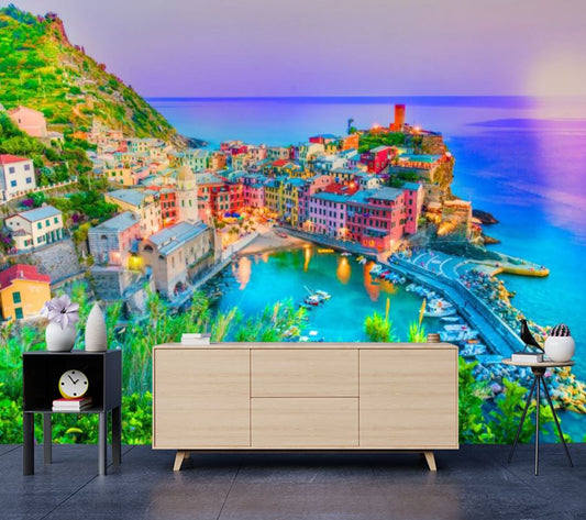 Wallpaper Murals Peel and Stick Removable City with Bay Sky View High Quality