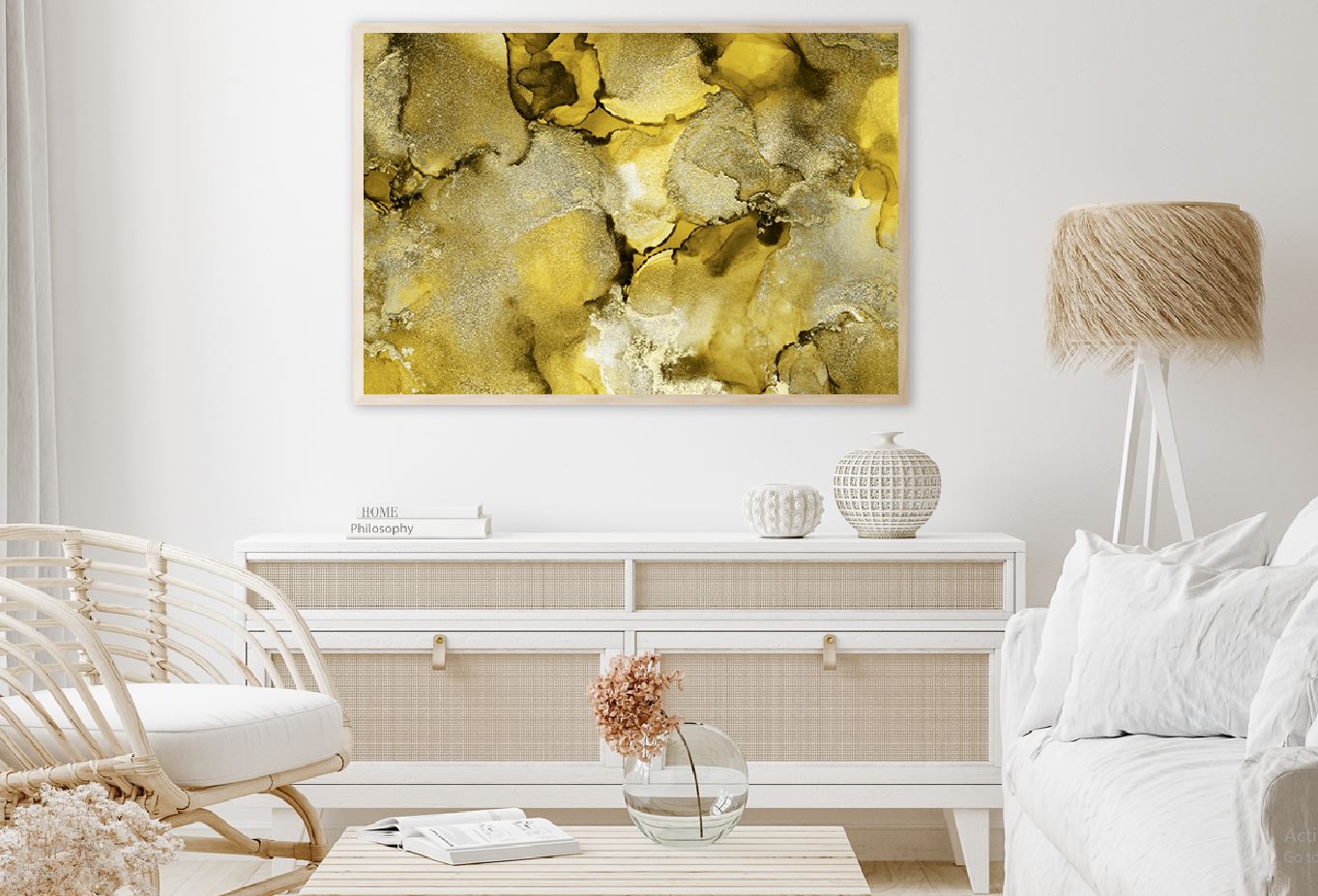 Yellow Gold Alcohol Ink Abstract Design Home Decor Premium Quality Poster Print Choose Your Sizes