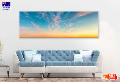 Panoramic Canvas Clouds Sunset Sky Scenery Photograph High Quality 100% Australian Made Wall Canvas Print Ready to Hang