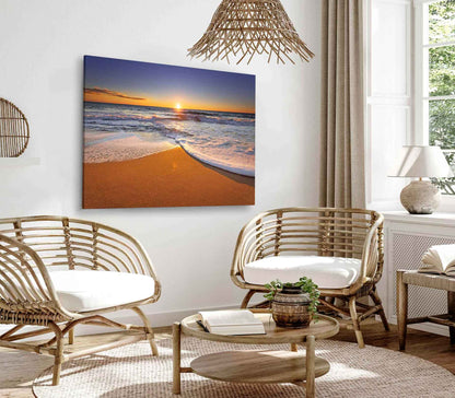 Bella Home Ocean Waves & Seashore Sunset Print Canvas Ready to hang