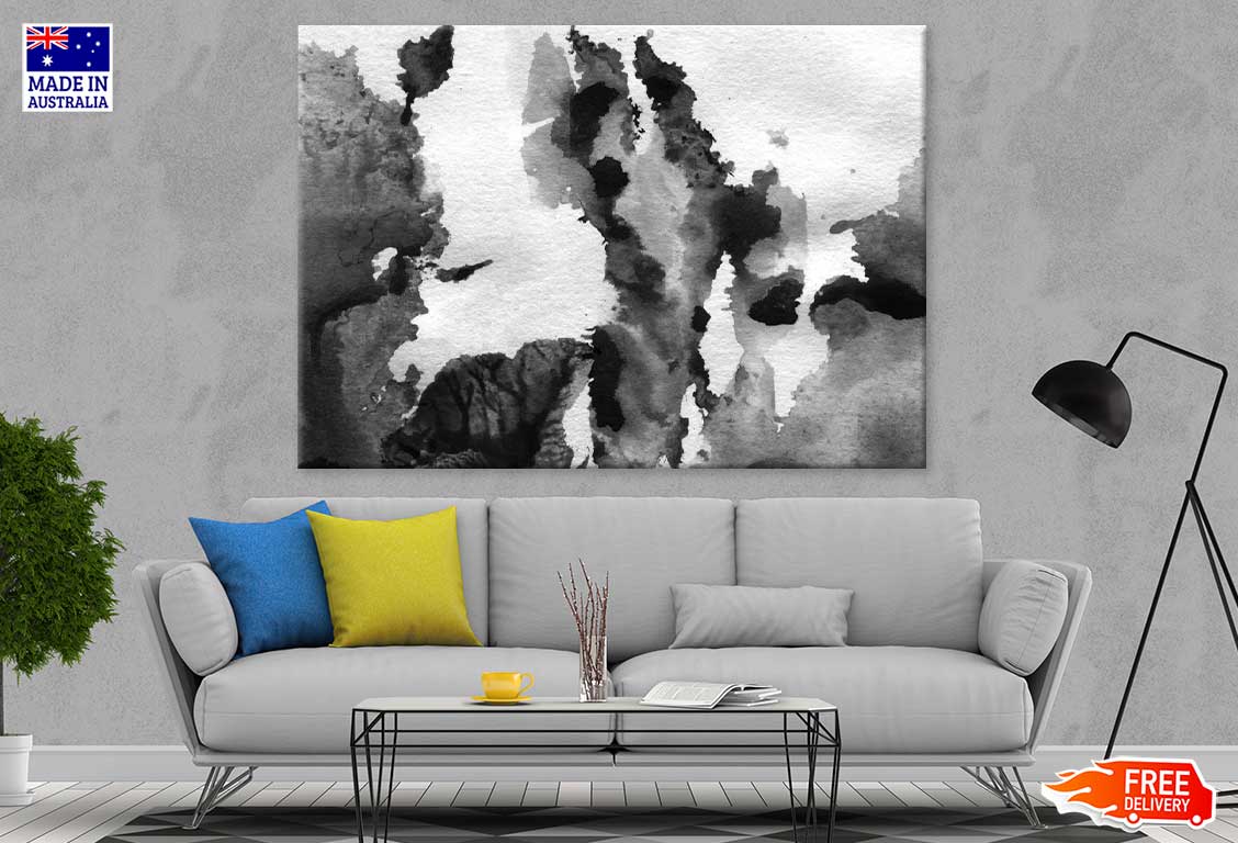 Black Watercolor Paint Abstract Design Print 100% Australian Made