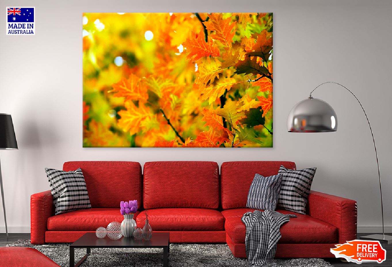 Orange Yellow Autumn Leaves View Photograph Print 100% Australian Made