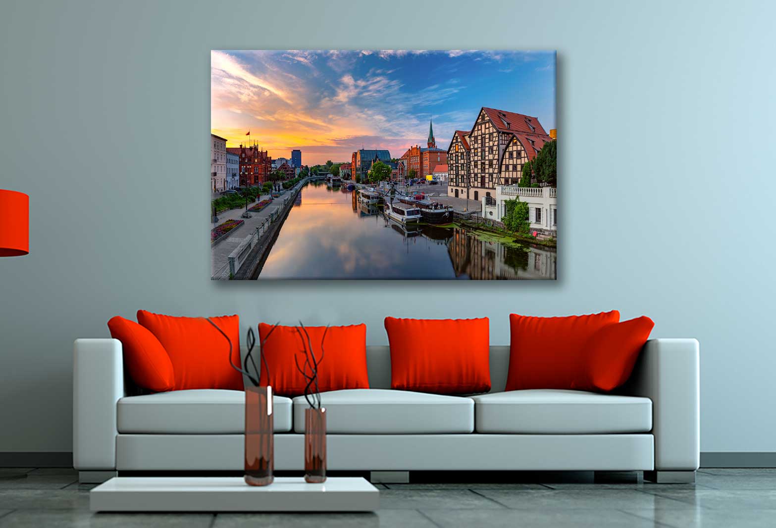 Bella Home Praiano's Church & Plaza With Sunset Print Canvas Ready to hang