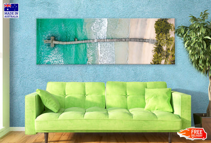 Panoramic Canvas Bang Bao Sea Pier View Photograph High Quality 100% Australian Made Wall Canvas Print Ready to Hang