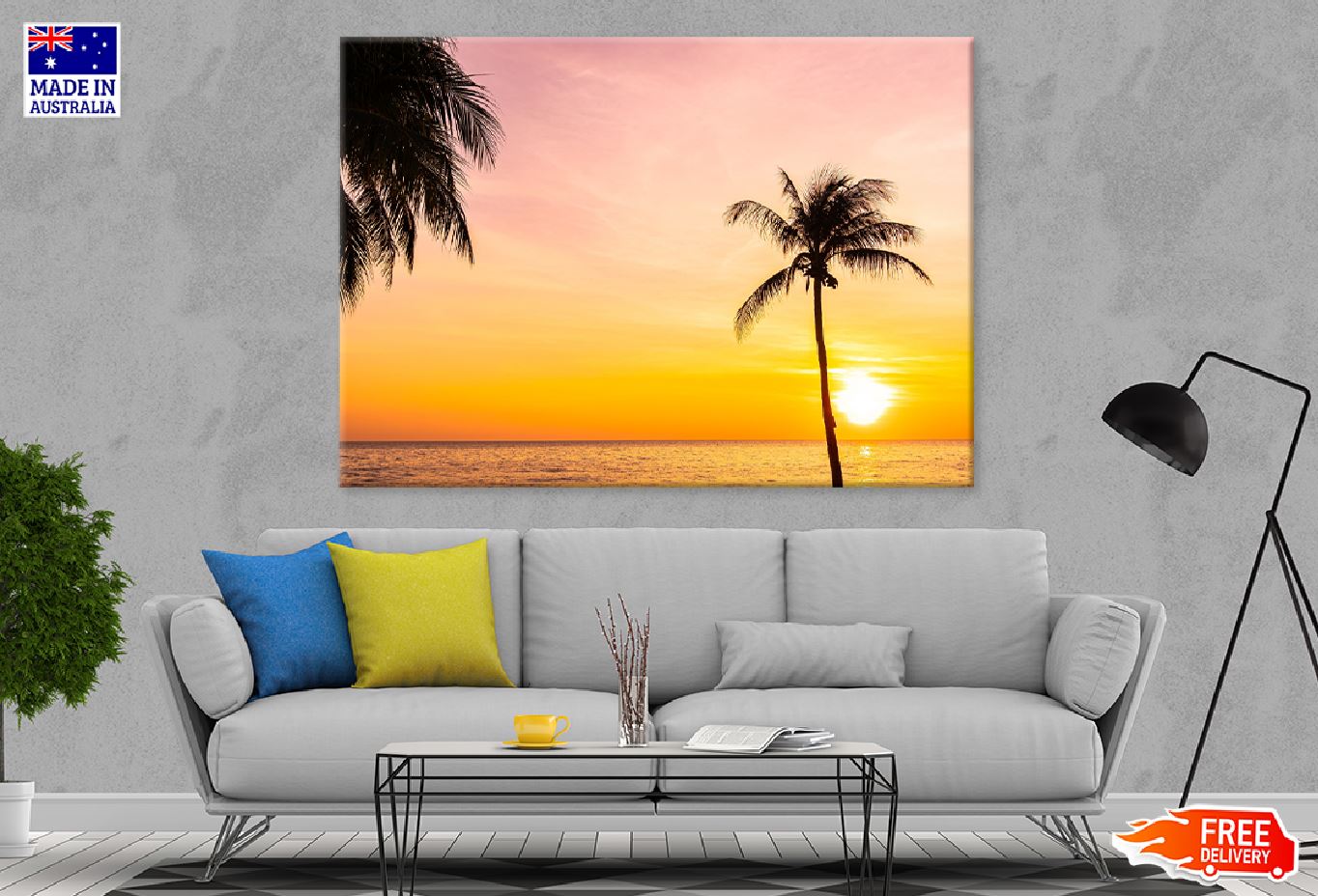 Coconut Palm Trees Sunset Scenery Photograph Print 100% Australian Made