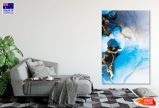 Blue Black & Gold Abstract Design Print 100% Australian Made