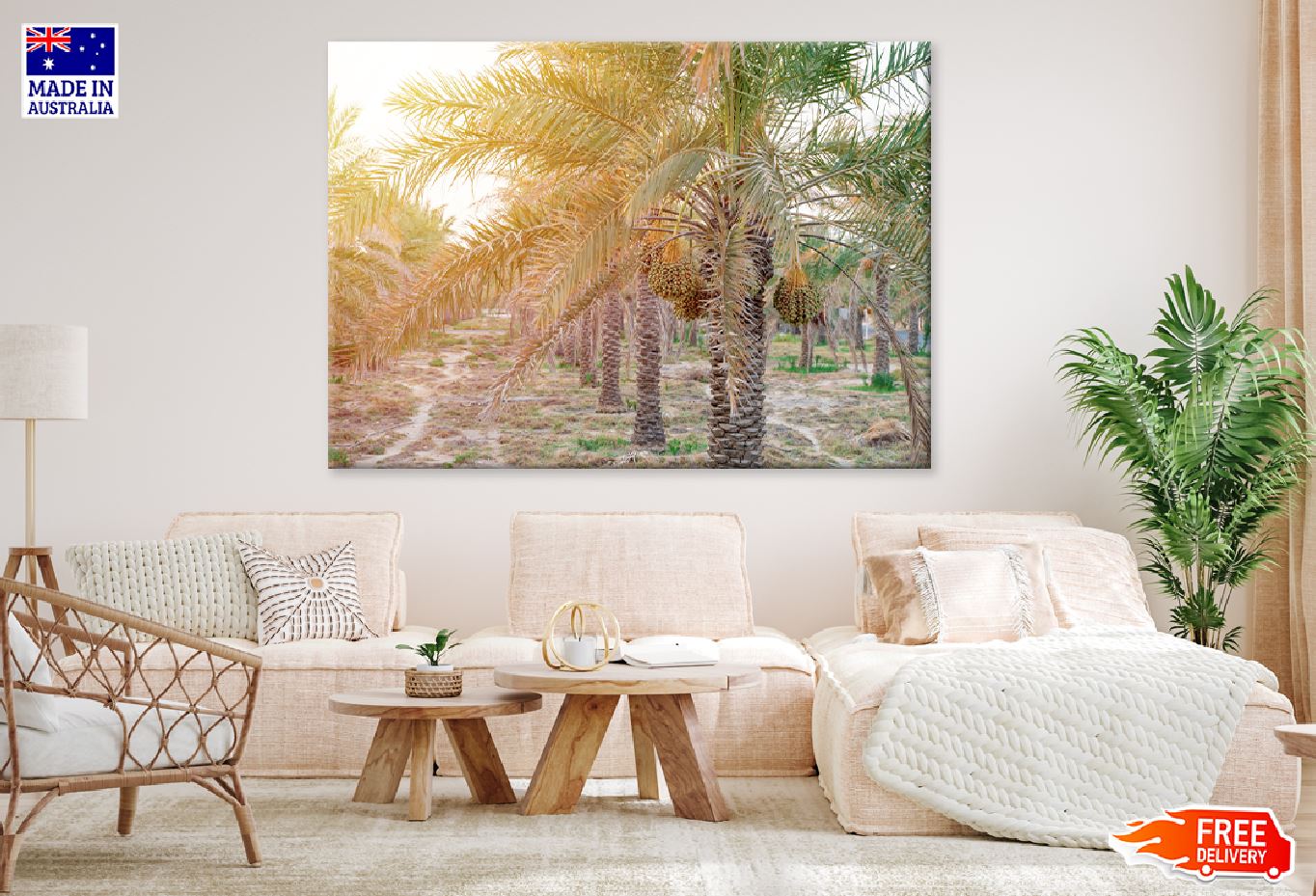 Date Trees Pathway Sunset View Photograph Print 100% Australian Made