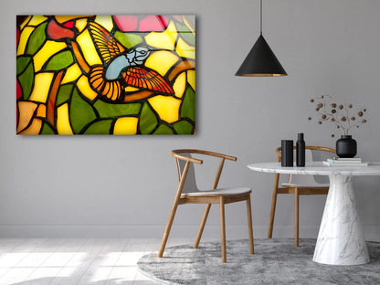 Bird & Shapes Abstract Design Acrylic Glass Print Tempered Glass Wall Art 100% Made in Australia Ready to Hang
