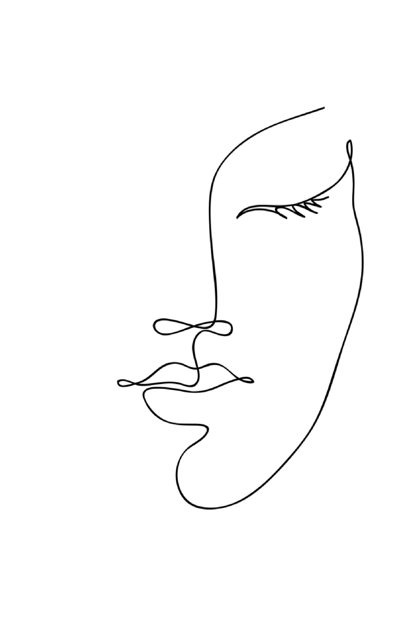 Woman Face B&W Line Art Print 100% Australian Made