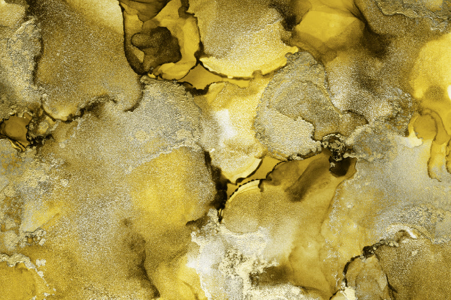 Yellow Gold Alcohol Ink Abstract Design Print 100% Australian Made