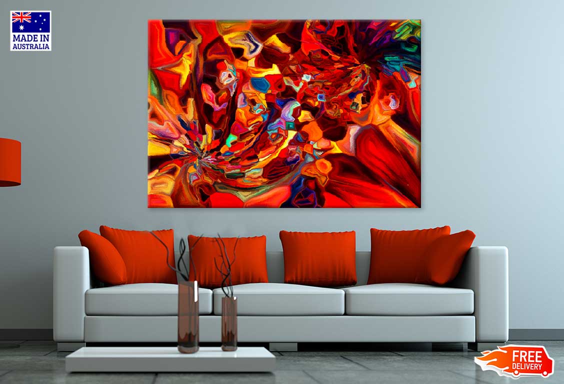 Red Orange Liquid Abstract Design Print 100% Australian Made