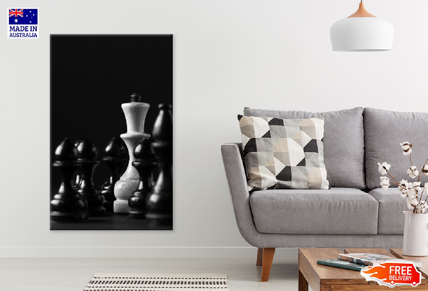 B&W Chess Pieces View Photograph Print 100% Australian Made