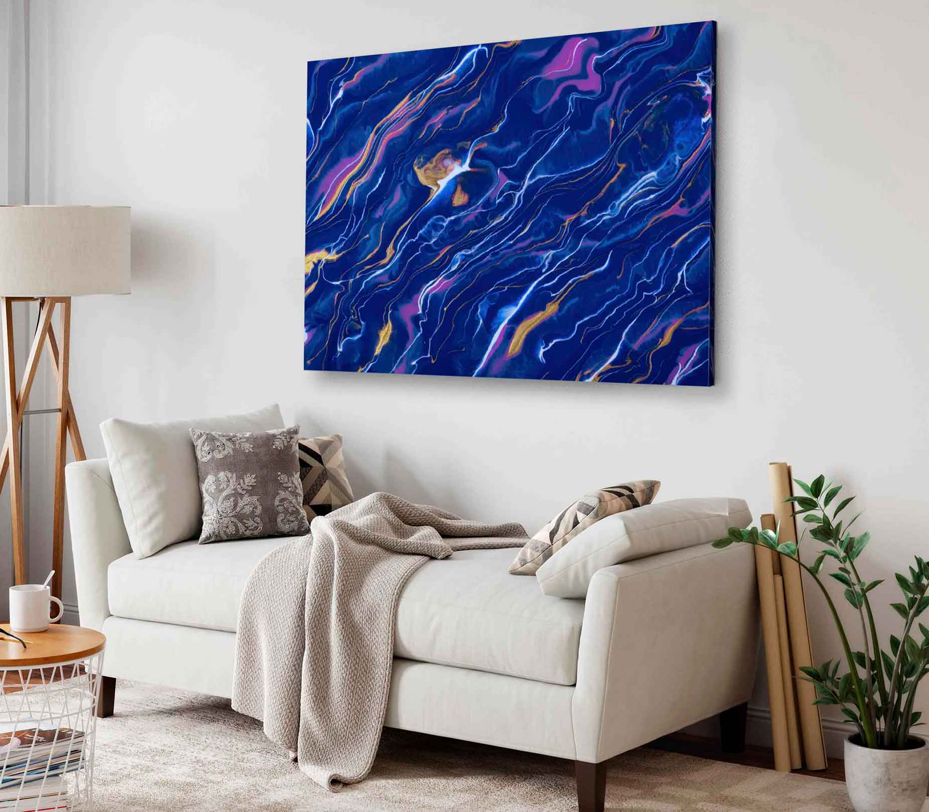 Bella Home Navy Blue & Purple Abstract Art Print Canvas Ready to hang