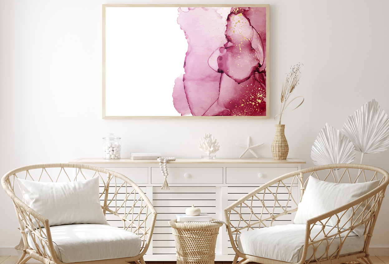 Pink Gold & White Abstract Design Home Decor Premium Quality Poster Print Choose Your Sizes